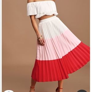 Lulus Perfectly Punctual White Colorblock Pleated Two-Piece Dress